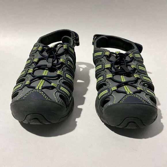 Khombu Sandals Kids Size 2 Gray Green Accents Dillon Breathable Closed Toe - Picture 4 of 11